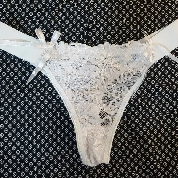 [BUNJANG] Ribbon White Women's Thong Panty / 리본 화이트 여성 티팬티>>중고