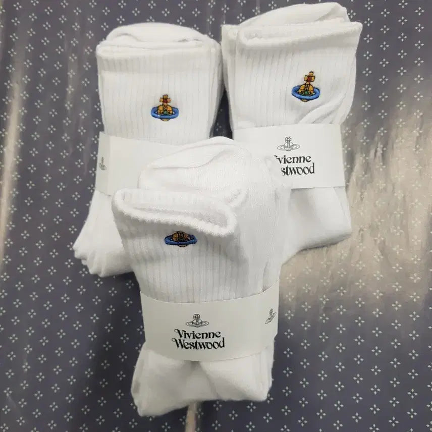 [BUNJANG] Vivienne Westwood White Socks 9-Pair Bundle Set / 비비안웨스트우드 양말 화이트