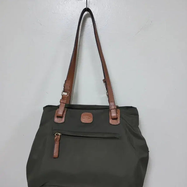 [BUNJANG] BRICS Tote Bag Olive Khaki Leather Trim / 브릭스 토트백 올리브 카키색 가죽 트리밍.260708