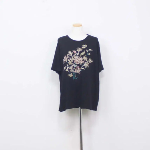 [BUNJANG] ZARA Women's Round Neck Short Sleeve Cropped T-Shirt (Dark Navy, M) / [정품] 자라(ZARA) 여성 라운드 반팔 티셔츠 M사이즈 정인샵