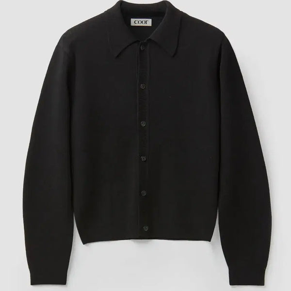 [BUNJANG] COOR Topfill Wool Cardigan Black XL / 쿠어 탑필 울 카라 가디건 블랙 XL 사이즈