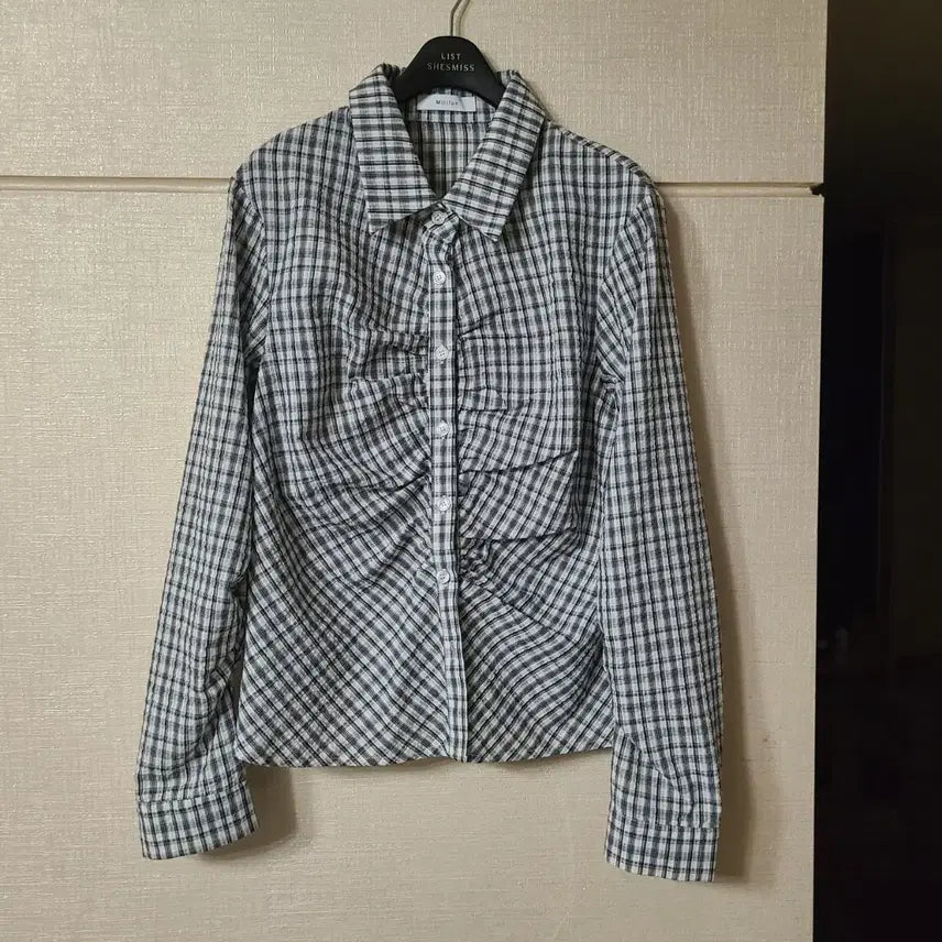 [BUNJANG] Vintage Shirring Check Long-Sleeve Collar Shirt / 빈티지 셔링 체크 긴팔 카라 셔츠 긱시크 공겜여주 지뢰 히메갸루 오네갸루