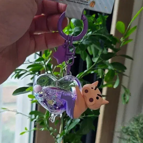 [BUNJANG] Crayon Shin-chan Buriburi Water Ball Heart Keyring (Purple) / 짱구는못말려 부리부리 워터볼 하트 키링 보라