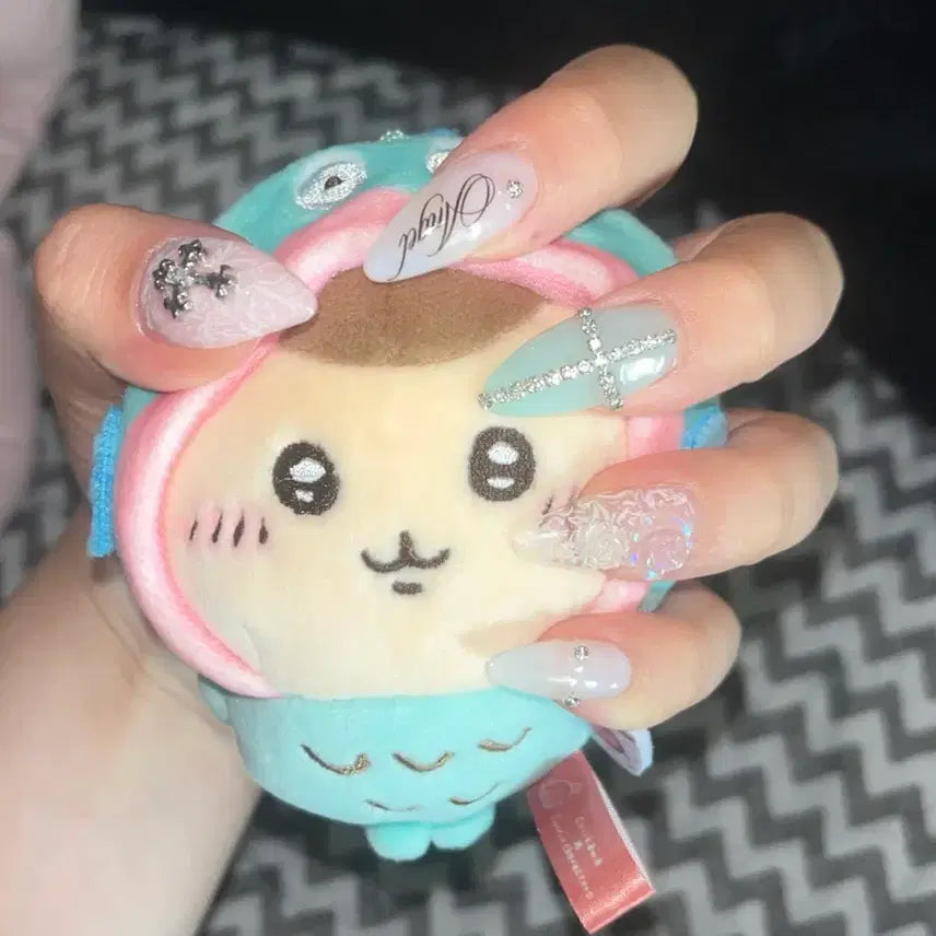 [BUNJANG] Handmade Mint Lace Almond Nail Tips / 수제네일팁 민트 레이스 네일팁