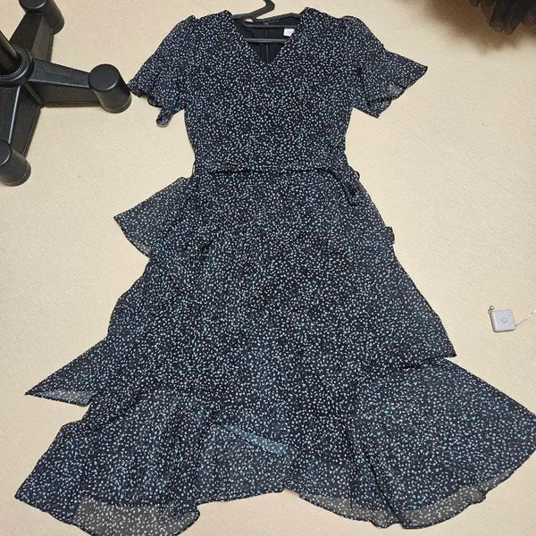 [BUNJANG] Chiffon Flower Pattern Long Dress / 쉬폰 플라워 패턴 롱 원피스