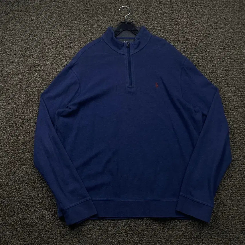 [BUNJANG] Polo Ralph Lauren Embroidered Logo Navy Half-Zip Knit (L) / 폴로 랄프로렌 자수로고 네이비 반집업 니트