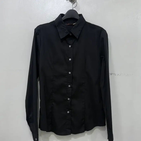 [BUNJANG] Women's Black Long Sleeve Shirt - Size M / 블랙 셔츠 여성 긴팔