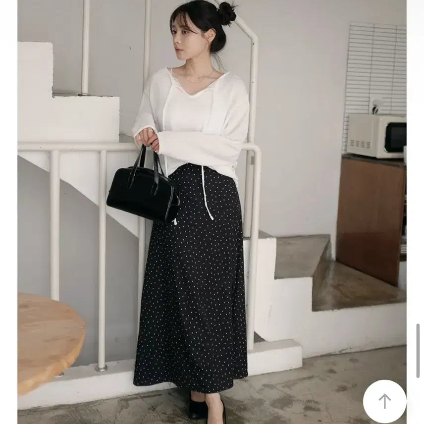 [BUNJANG] Rirandture Polka Dot Skirt Black / 새상품 77 리리앤코 뒷밴딩 도트 스커트 블랙