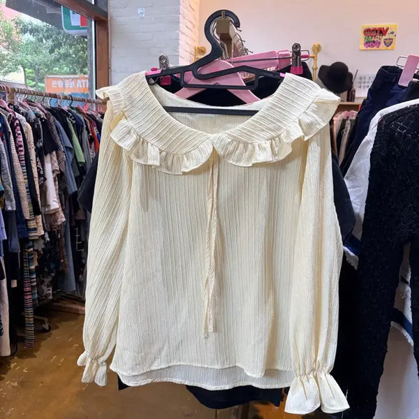 [BUNJANG] Cream Frill Blouse / 크림색 프릴 블라우스