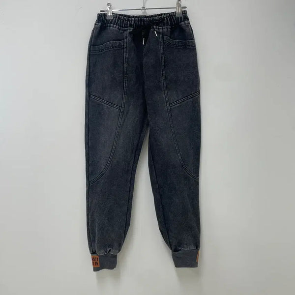 [BUNJANG] Vintage Black Denim Banding Jogger Pants - Size S / 빈티지 흑청 데님 밴딩 조거팬츠 S