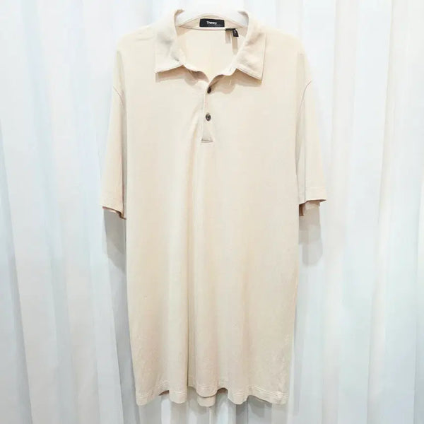 [BUNJANG] Theory Beige Knit Short Sleeve Polo Shirt / m 띠어리 베이지 니트 반팔 카라티 C513