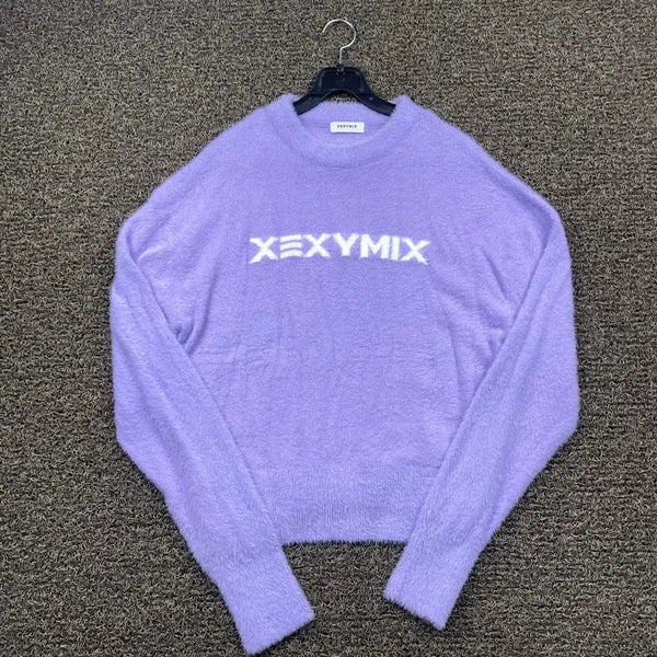 [BUNJANG] XEXYMIX Spell Out Lavender Knit / 젝시믹스 스펠아웃 라벤더 니트