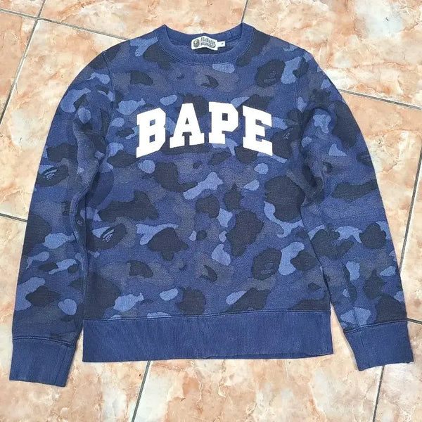[BUNJANG] BAPE Blue Camo Sweatshirt / 베이프 블루 카모 스웻셔츠