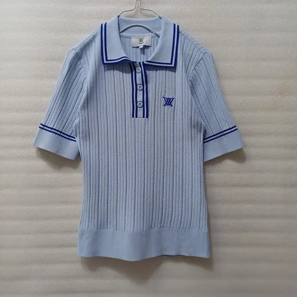 [BUNJANG] Women's Golf Summer Knit Short Sleeve Polo T-Shirt (Size S) / 매장판 골프 여름 니트 카라 반팔 티 여성 S 훌륭 사랑봉봉