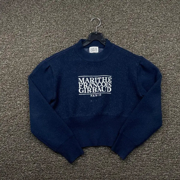 [BUNJANG] Marithe Francois Girbaud Box Logo Navy Knit / 마리떼프랑소와저버 박스로고 네이비 니트