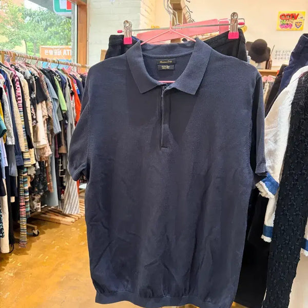 [BUNJANG] Massimo Dutti Collar Short Sleeve T-Shirt Navy / 마시모두띠 카라 반팔 네이비
