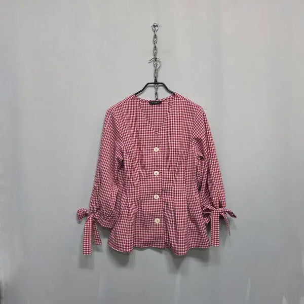 [BUNJANG] Clizi Checkered Blouse / 클리지 체크무늬 블라우스
