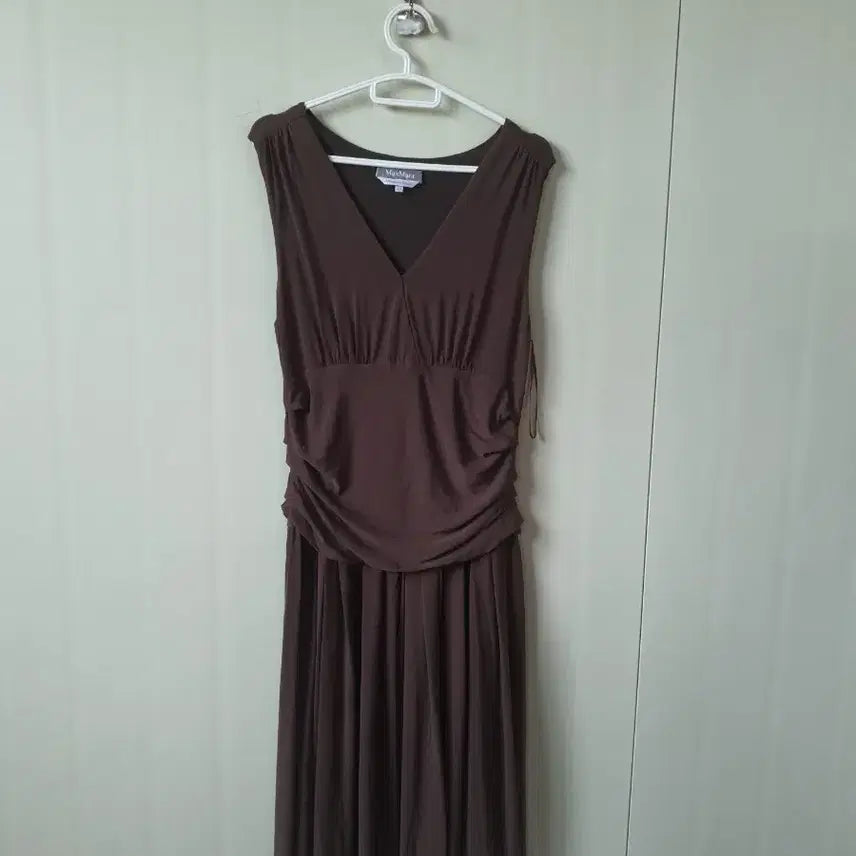 [BUNJANG] Max Mara Shirring Sleeveless Dress Brown / 막스마라 정품 셔링 민소매 원피스 44 브라운