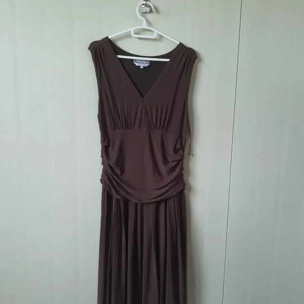 [BUNJANG] Max Mara Shirring Sleeveless Dress Brown / 막스마라 정품 셔링 민소매 원피스 44 브라운