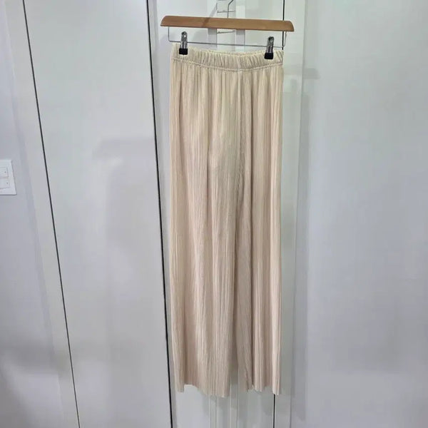 [BUNJANG] Beige Pleated Wide Pants / 베이지색 플리츠 와이드 팬츠
