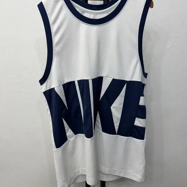 [BUNJANG] Nike Dri-FIT Men's Sleeveless Tank Top - White/Navy, Size L / 정품) 나이키 드라이핏 남성 민소매 나시티 L