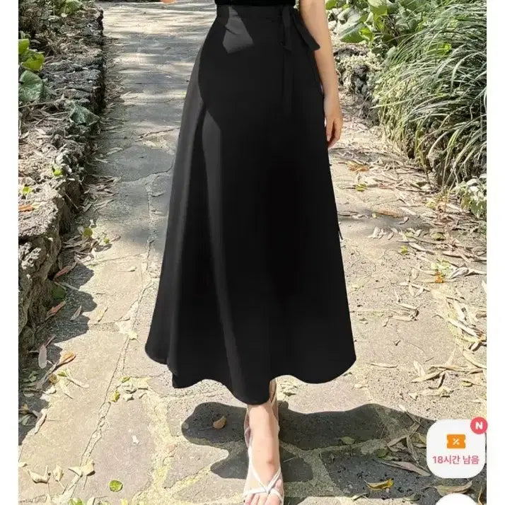 [BUNJANG] Yuau Black Wrap Skirt / 유아유 블랙 랩  스커트
