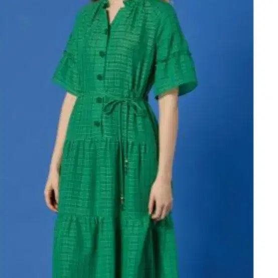 [BUNJANG] GIBBI Check Pattern Long Dress Green / 기비 체크 패턴 그린 원피스