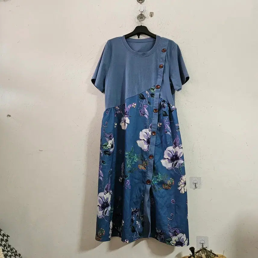 [BUNJANG] Patchwork Flower Pattern Dress / 패치워크 플라워 패턴 원피스