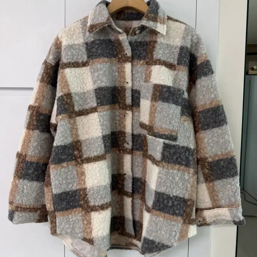 [BUNJANG] Check Boucle Shirt Jacket / 새상품 체크 부클 셔츠자켓