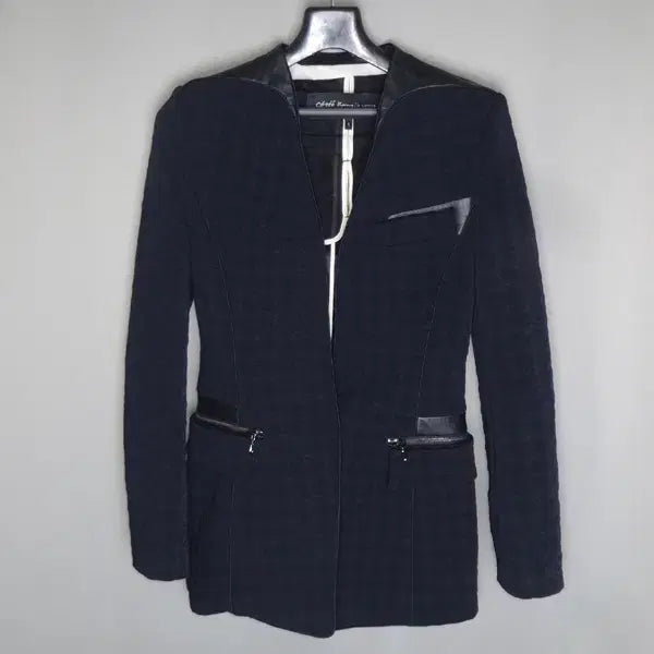 [BUNJANG] Dalsun Guje Basic Single Jacket with Lambskin Color Blocking / 오브제강진영/여성55/양가죽배색베이직싱글재킷마이콤비자켓/달순구제154