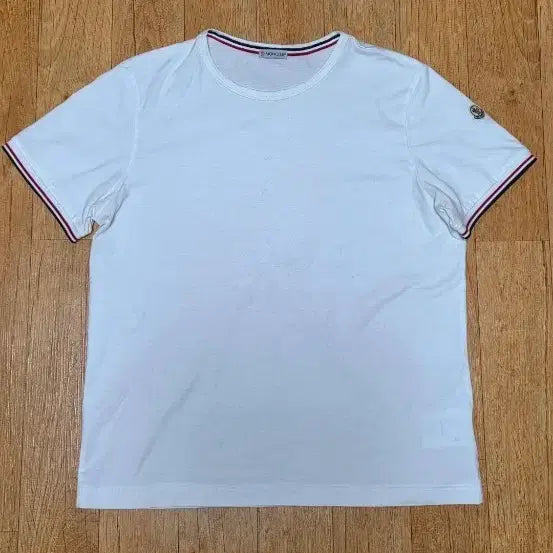 [BUNJANG] Moncler Tricolor Stripe Short Sleeve T-Shirt White Men's 95 / Women's 66 / (정품)몽클레어 삼선 컬러 화이트 반팔티, 남성95 이고 여성 66