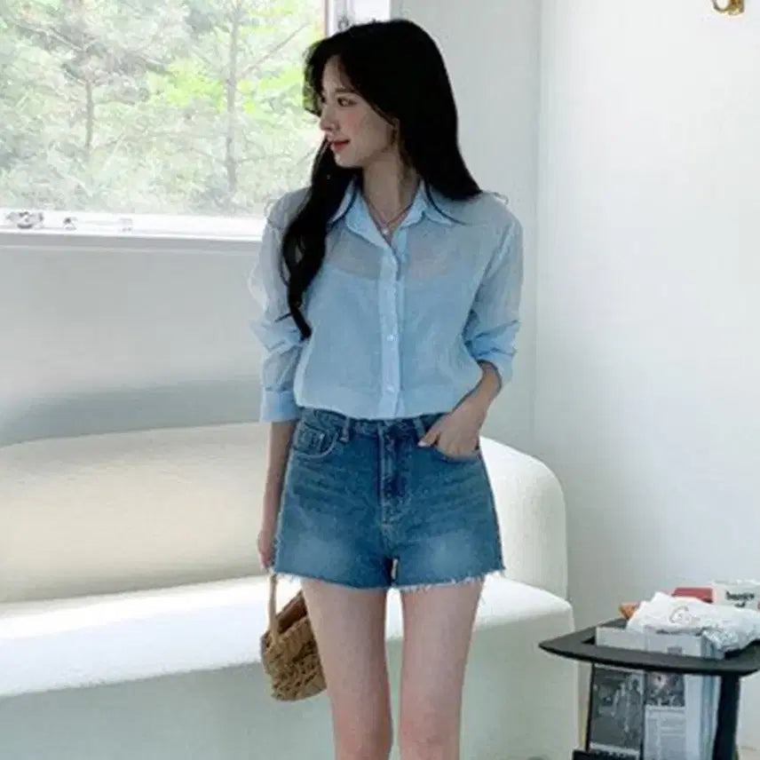 [BUNJANG] Cutting Denim Short Pants / 컷팅 데님 숏 팬츠