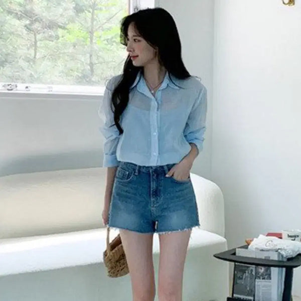 [BUNJANG] Cutting Denim Short Pants / 컷팅 데님 숏 팬츠