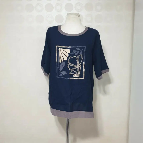 [BUNJANG] Navy Spandex Short-Sleeve T-Shirt / 새것 얇은반팔티77 반팔티77 티셔츠77