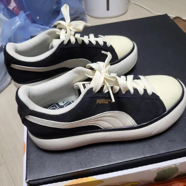 [BUNJANG] Puma Suede Classic Black/Cream 245mm Sneakers / 퓨마 스웨이드 클래식 블랙/크림 245mm 새상품수준
