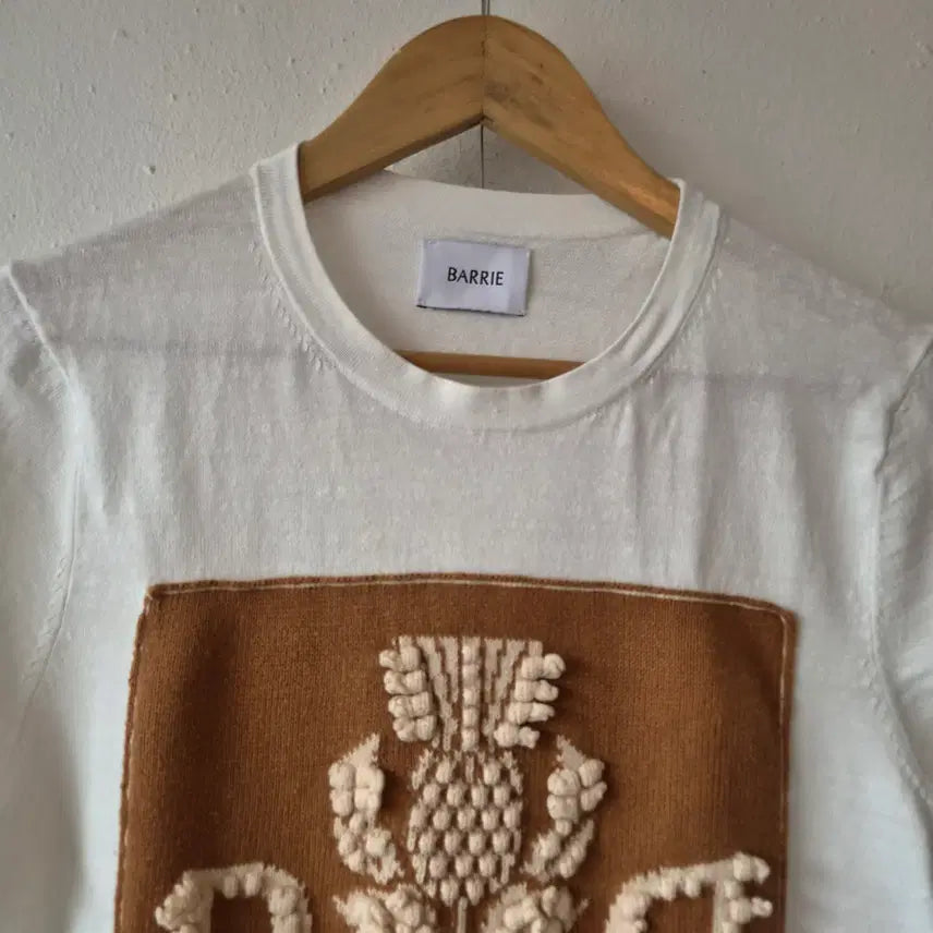 [BUNJANG] Barrie Linen Knit Short Sleeve T-Shirt L / 바리에 Barrie 여성 린넨 니트 반팔티셔츠 L사이즈