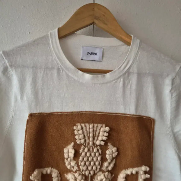 [BUNJANG] Barrie Linen Knit Short Sleeve T-Shirt L / 바리에 Barrie 여성 린넨 니트 반팔티셔츠 L사이즈