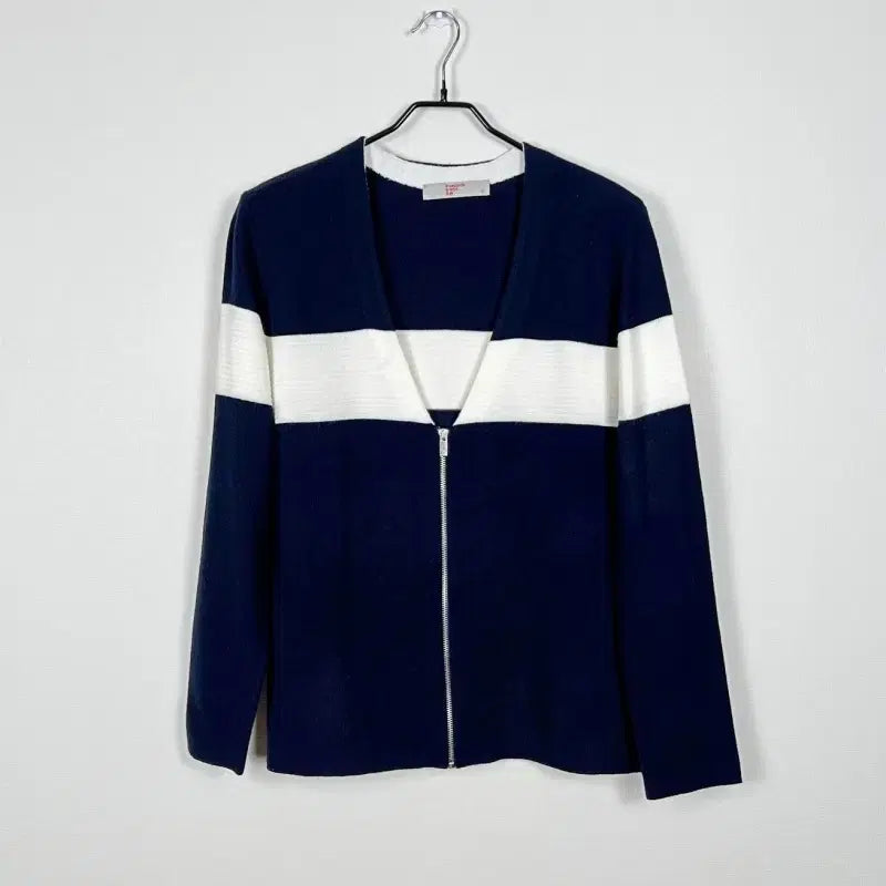[BUNJANG] 8 Seconds Navy Knit Zip-Up V-Neck Cardigan (Size S) / 에잇세컨즈/니트 집업 가디건 브이넥 남S 90/라덴