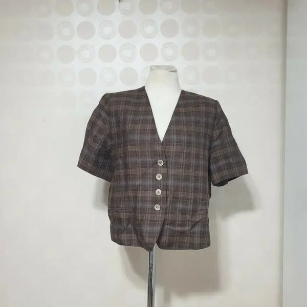 [BUNJANG] Roem Linen Check Pattern Shirt / 로엠 마남방66 린넨남방66 체크린넨남방66 린넨자켓66