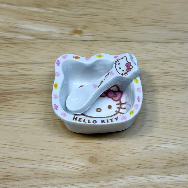 [BUNJANG] Miniature Kitty Cereal Bowl with Spoon Set / 미니어쳐 키티 시리얼 그릇