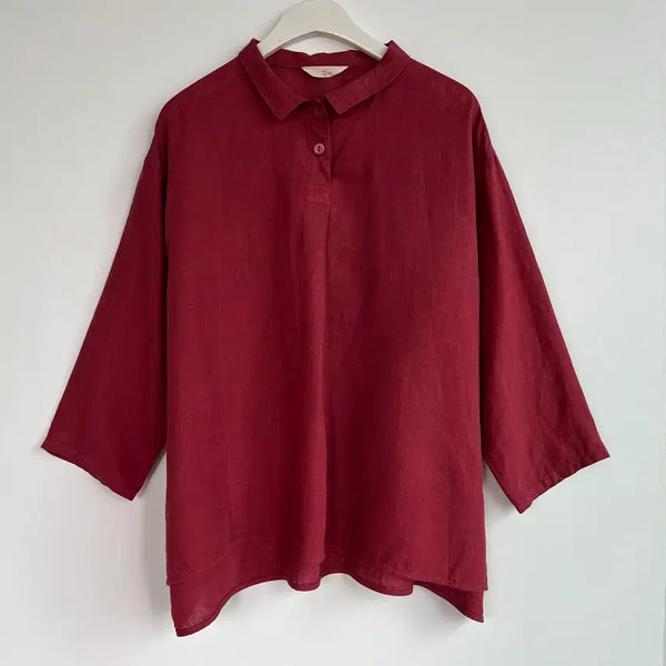 [BUNJANG] Isae 100% Linen Burgundy Shirt / Isae 이새 린넨100% 와인 버건디 셔츠