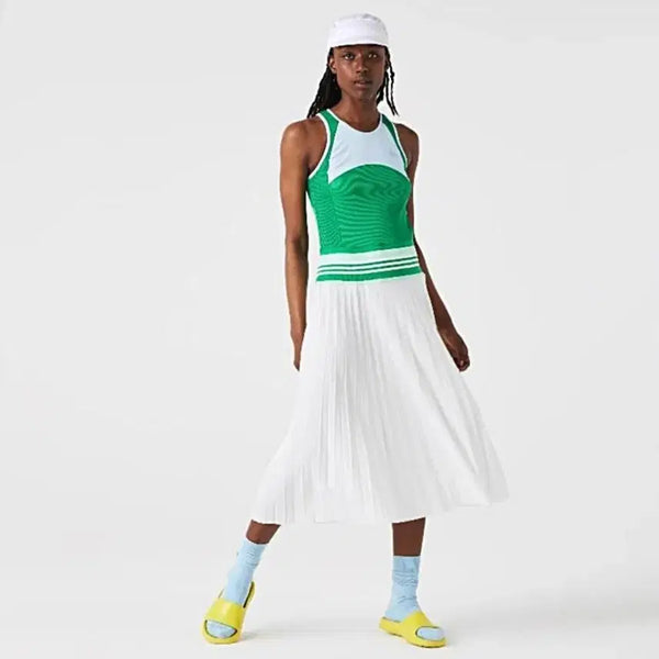 [BUNJANG] Lacoste Women's Pleated Long Dress White / 라코스테 여성 플리츠 원피스 화이트  389000 새상품