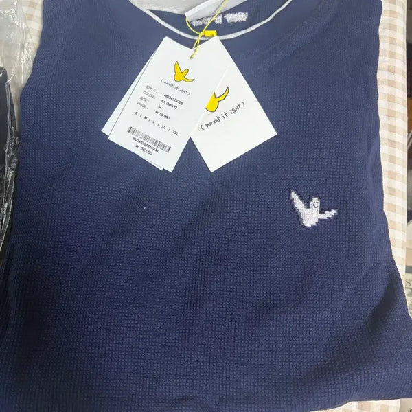 [BUNJANG] What It Is Waffle Short Sleeve T-Shirt Navy XL / 와릿이즌 와플 반팔 네이비