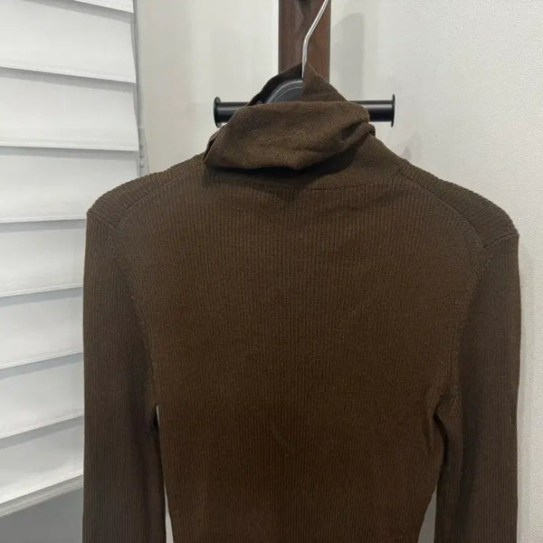 [BUNJANG] Theory Ribbed Turtleneck Knit Sweater Brown / 띠어리 THEORY 골지 터틀넥 니트
