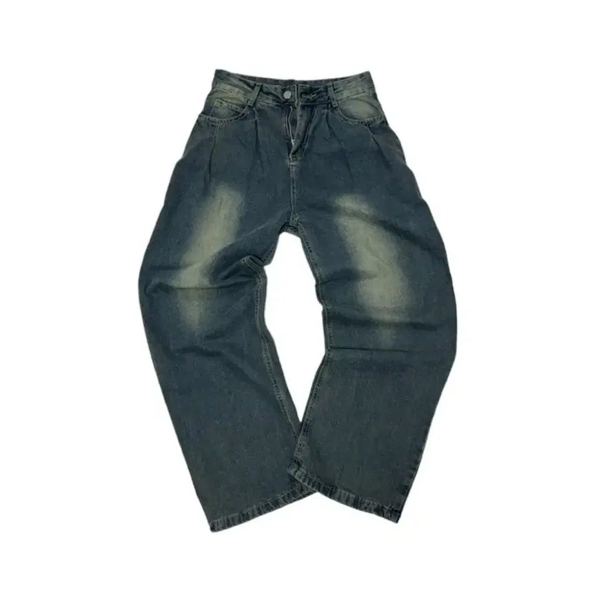 [BUNJANG] Washed Wide Denim Pants / (s) 워싱 와이드 데님 팬츠