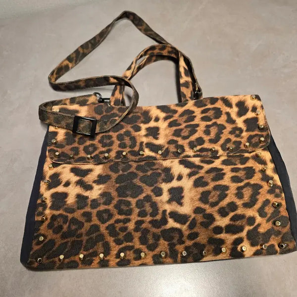 [BUNJANG] Kwani Leopard Studded Tote and Crossbody Bag / 콰니 레오파드 스터드 토트, 크로스백