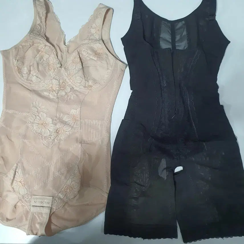 [BUNJANG] All-in-One Bodysuit Shaper Set (2-Pack) / 올인원2장/보정속옷 일체형 바디 수트 베이지/블랙