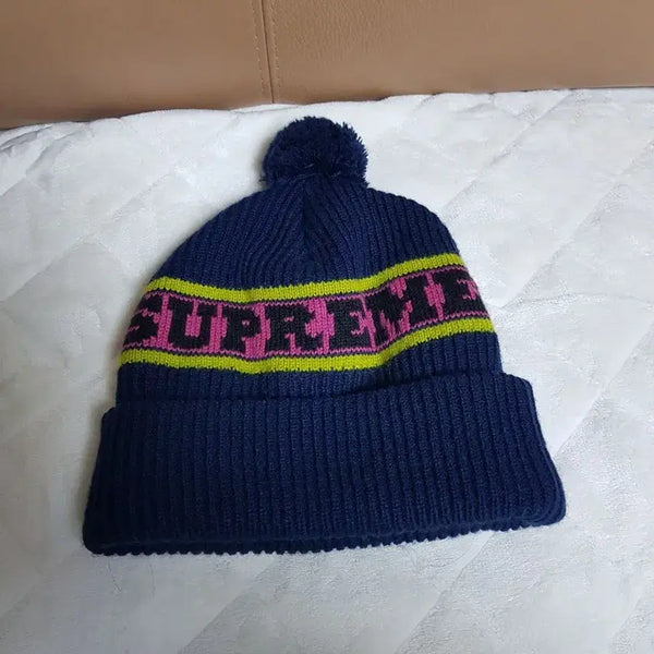 [BUNJANG] Supreme Big Stripe Beanie Hat Navy 24FW / 슈프림 빅스트라이프 비니 모자 네이비 24FW