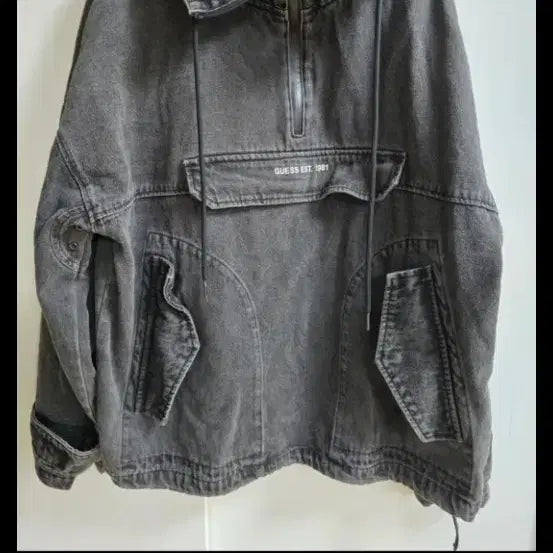 [BUNJANG] Guess 1981 Denim Half-Zip Hoodie (L / 100-105) / 게스 에스티  1981  데님반짚엎 L (100~105)