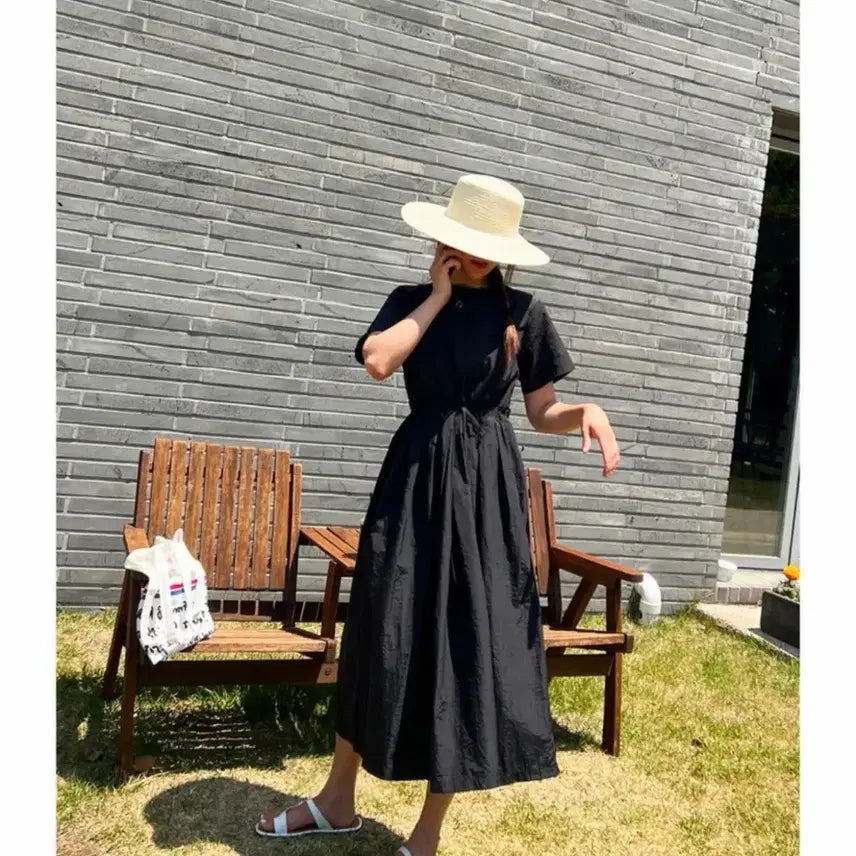 [BUNJANG] Nanninggu Crinkly Dress Black / 난닝구 바스락원피스